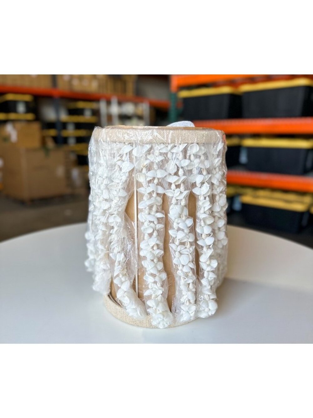 Serena & Lily Aptos Seashell Large Hurricane Coastal Candle Holder -Beige